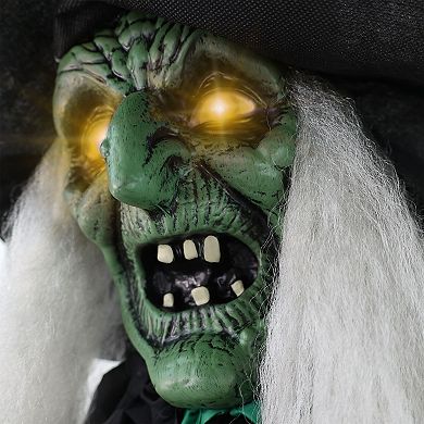 Haunted Hill Lifesize Witch Prop with Lights and Sound, Indoor/Covered Outdoor Halloween Decoration