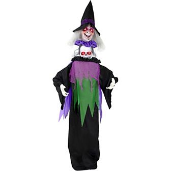 Haunted Hill Life-Size Animatronic Witch & Skull Lights and Sound Indoor/Covered Outdoor Halloween Decoration