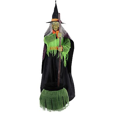 Haunted Hill 6-Ft. Tall Motion-Activated Cauldron Witch, Premium Talking Halloween Animatronic, Plug-In