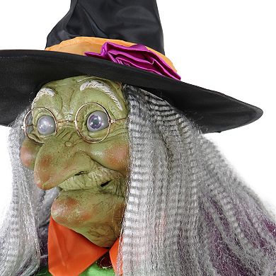 Haunted Hill 6-Ft. Tall Motion-Activated Cauldron Witch, Premium Talking Halloween Animatronic, Plug-In