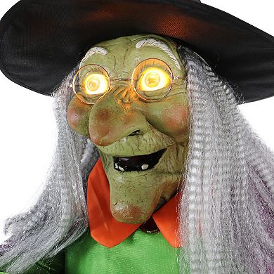Haunted Hill 6-Ft. Tall Motion-Activated Cauldron Witch, Premium Talking Halloween Animatronic, Plug-In