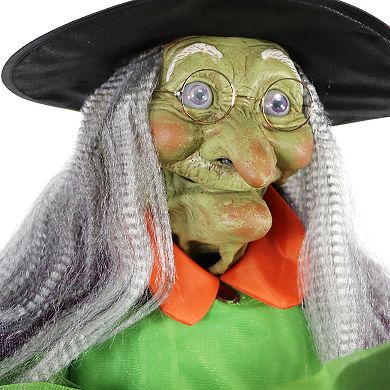 Haunted Hill 6-Ft. Tall Motion-Activated Cauldron Witch, Premium Talking Halloween Animatronic, Plug-In