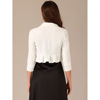 Long Sleeve Velvet Shrug For Women's Open Front Cropped Cardigan Top