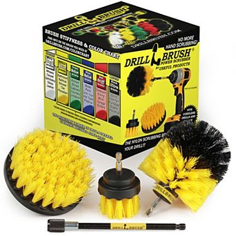 Medium Stiffness Drill Brush Kit With Extension - Bathroom Cleaner - Grout Cleaner - Tile Cleaning