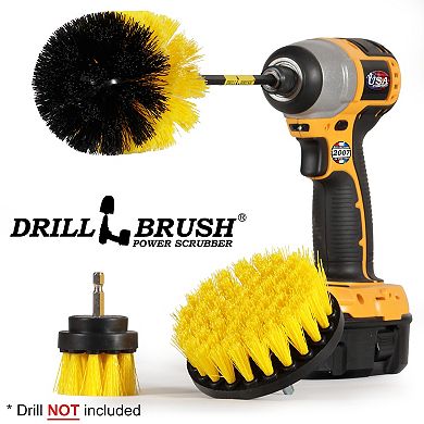 Medium Stiffness Drill Brush Kit With Extension - Bathroom Cleaner - Grout Cleaner - Tile Cleaning