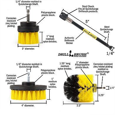 Medium Stiffness Drill Brush Kit With Extension - Bathroom Cleaner - Grout Cleaner - Tile Cleaning