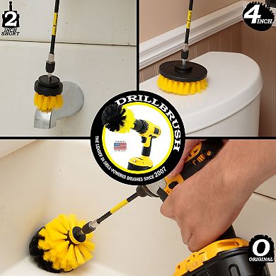 Medium Stiffness Drill Brush Kit With Extension - Bathroom Cleaner - Grout Cleaner - Tile Cleaning