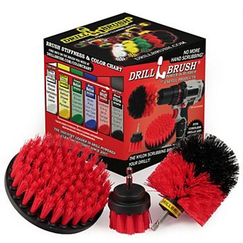 Stiff Bristle Scrubber Kit - Mat - Water Trough - Fountain - Concrete - Stone - Brick - Spin Brush