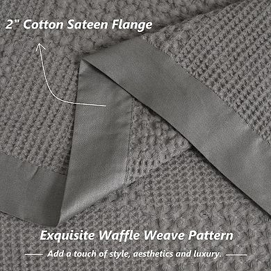 100% Cotton Waffle Weave Blankets, Lightweight and Breathable Soft