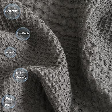 100% Cotton Waffle Weave Blankets, Lightweight and Breathable Soft