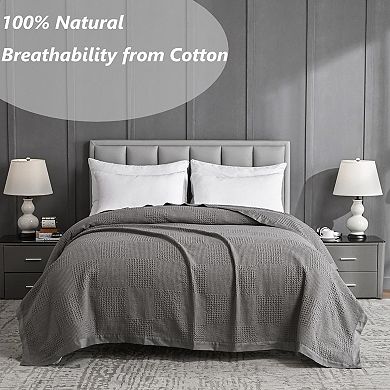 100% Cotton Waffle Weave Blankets, Lightweight and Breathable Soft
