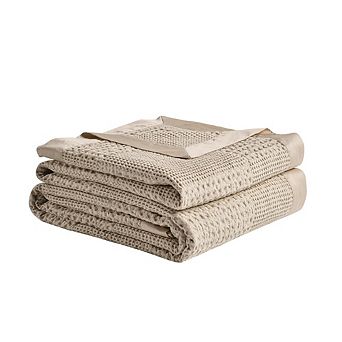 100% Cotton Waffle Weave Blankets, Lightweight and Breathable Soft