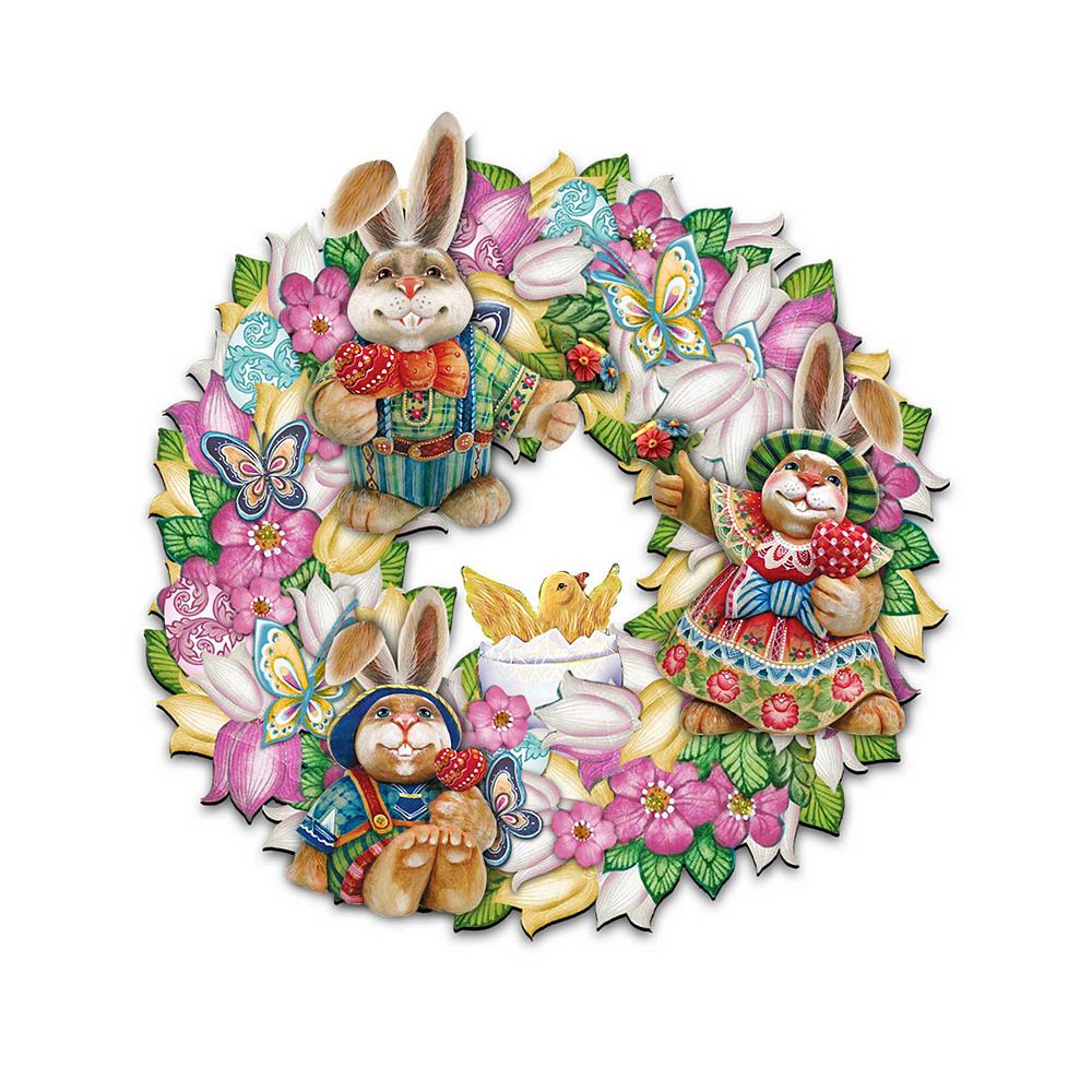 Easter Family Holiday 24-Inch Handcrafted Wooden Door Wreath by G ...