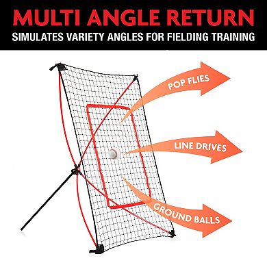 Net Playz Junior Baseball / Softball Trainer Combo Pitchback Rebounder Net & Pitching Target Panel with Carry Bag