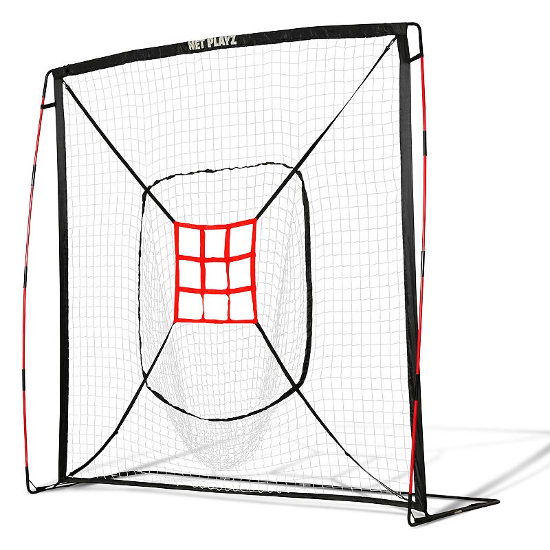 Net Playz Pitching Net Hitting Net Batting Practice Net, Black Red