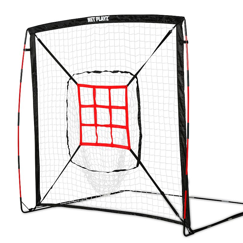 Net Playz Portable Baseball Practice Net, Black Red