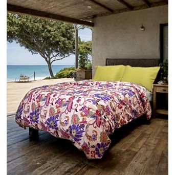 Etavonni Home Tropical Pastel Scroll Print Cotton Duvet Cover Set with Shams