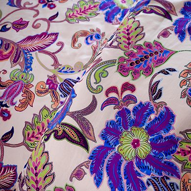 Etavonni Home Tropical Pastel Scroll Print Cotton Duvet Cover Set with Shams