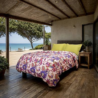 Etavonni Home Tropical Pastel Scroll Print Cotton Duvet Cover Set with Shams