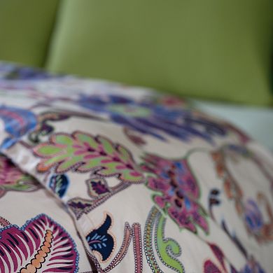 Etavonni Home Tropical Pastel Scroll Print Cotton Duvet Cover Set with Shams