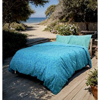 Etavonni Home Miti Wavy Leaves Print Cotton Duvet Cover Set with Shams