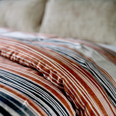 Etavonni Home Blended Stripes Print Cotton Duvet Cover Set with Shams