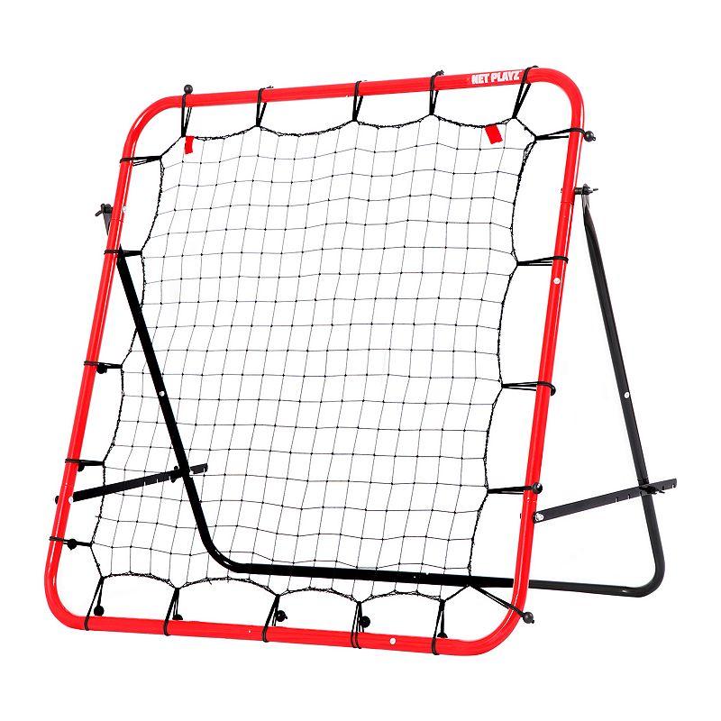 Net Playz Folding 3 ft. x 3 ft. Soccer Rebounder, Kick-back Practice Net for Skill Training, Red
