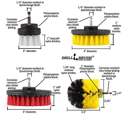 Drill Cleaning Brush Attachments - Time Saving Cleaning Kit - Great For Cleaning Tile And Grout