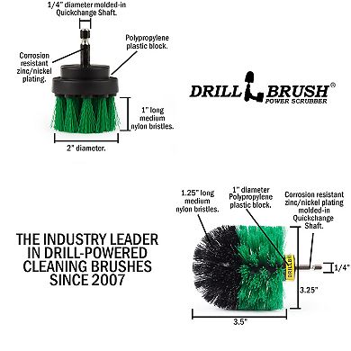 2 Piece Medium Stiffness Rotary Cleaning Brushes - Oven - Cabinet - General Purpose Scrubbing