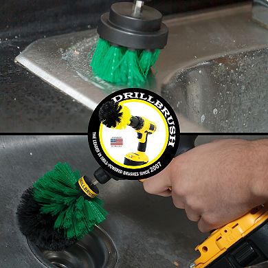 2 Piece Medium Stiffness Rotary Cleaning Brushes - Oven - Cabinet - General Purpose Scrubbing