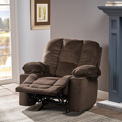 Merax Luxurious Manual Recliner Chair With Skin-friendly Fabric And Dual Cup Holders
