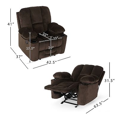 Merax Luxurious Manual Recliner Chair With Skin-friendly Fabric And Dual Cup Holders