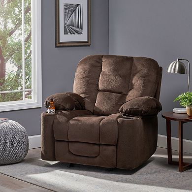 Merax Luxurious Manual Recliner Chair With Skin-friendly Fabric And Dual Cup Holders