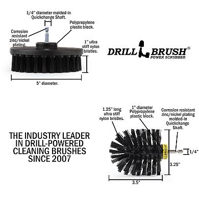 2 Piece Ultra Stiff Drill Powered Cleaning Brush Kit For Heavy Duty Use