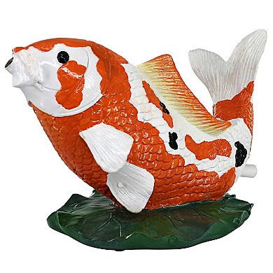 Kohaku Asian Koi Piped Spitter Statue