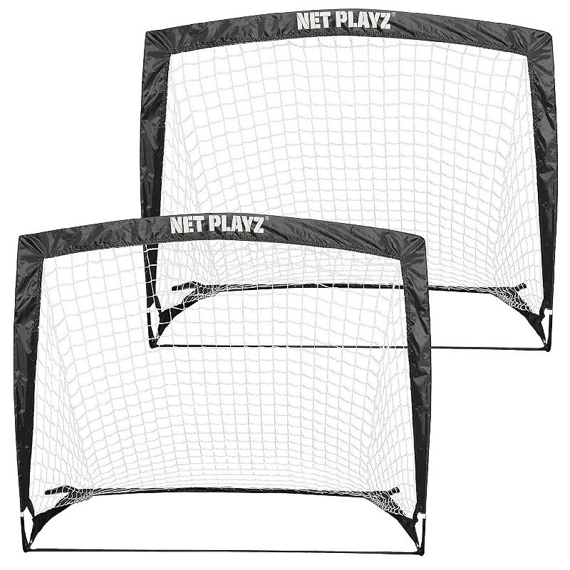 Net Playz 2-Piece Portable Soccer Net Set, Black