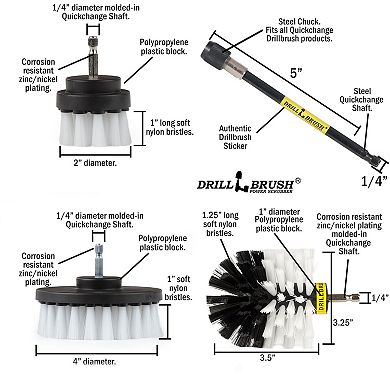 Detailing Power Brush Kit With Long-reach Removable Extension - Auto Care Set