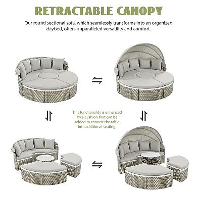 Merax Round Outdoor Sectional Sofa Daybed Set