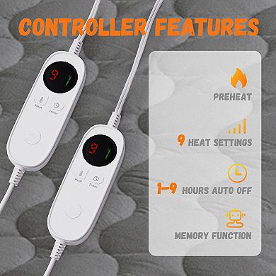 SERWALL Comfortable Soft Electric Heated Mattress Pad with Controller