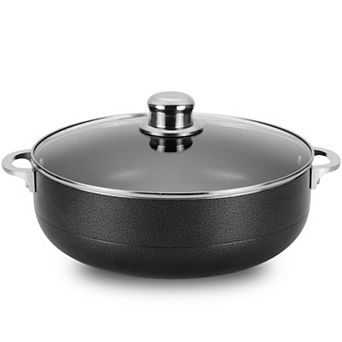 Alpine Cuisine 13-qt Aluminum Caldero Stock Pot With Glass Lid, Cooking Dutch Oven, Riveted Handles