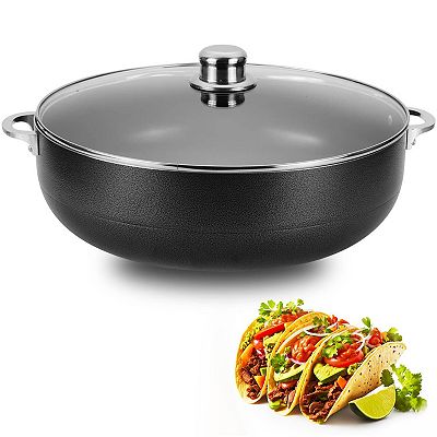 Alpine Cuisine 13qt Aluminum Caldero Stock Pot With Glass Lid