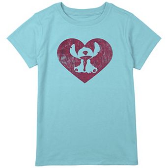 Disney's Lilo & Stitch Silhouette Filled Heart Girls Plus Size Graphic Tee