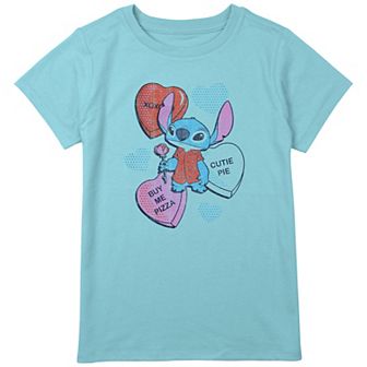 Disney's Lilo & Stitch Valentine's Candy Hearts Girls Plus Size Graphic Tee