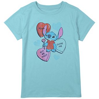 Disney's Lilo & Stitch Valentine's Candy Hearts Girls Plus Size Graphic Tee