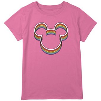 Disney's Mickey Mouse Rainbow Ears Girls Plus Size Graphic Tee