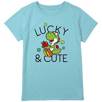 Girls Plus Size Nintendo Super Mario Brothers Yoshi Lucky & Cute Graphic Tee