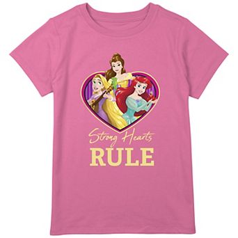 Disney Princess Rapunzel, Belle & Ariel Strong Hearts Rule Girls Plus Size Graphic Tee