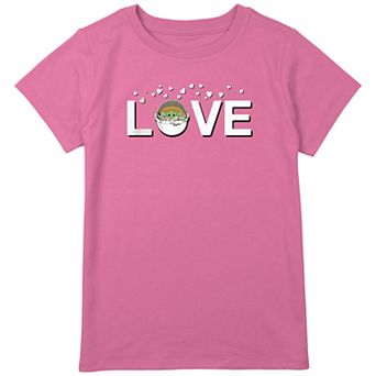 Girls Plus Size Star Wars The Mandalorian The Child Love And Hearts Graphic Tee