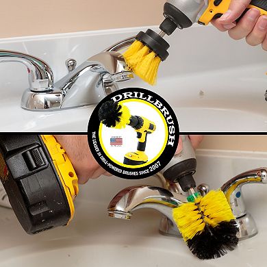 2 Piece Medium Stiffness Brush Kit For Tile, Grout, Shower, Bathtub, And General Purpose Scrubbing