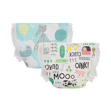 The Honest Company Club Box Above it All and Barnyard Babies Diapers